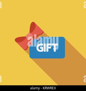 Gift card icon. Flat vector related icon with long shadow for web and mobile applications. It can be used as - logo, pictogram, icon, infographic elem Stock Vector