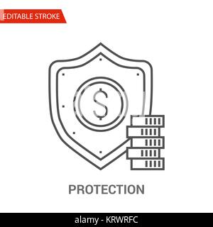 Protection Icon. Thin Line Vector Illustration - Adjust stroke weight - Expand to any Size - Easy Change Colour - Editable Stroke - Pixel Perfect Stock Vector