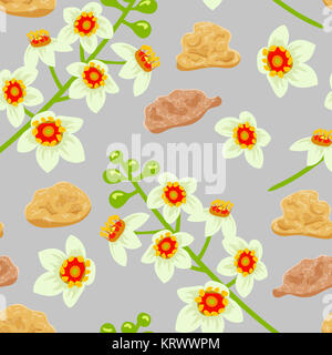 Frankincense seamless pattern. Boswellia tree flowers. Stock Photo
