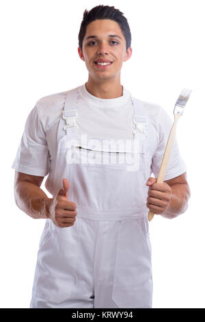 painters professional craftsman apprentice trainee thumbs up training trainee cut Stock Photo