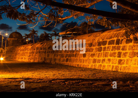 Cartagena's wall at dusk Stock Photo