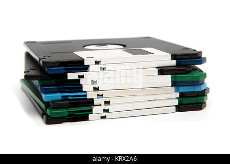 Stack of all colored floppy disks Stock Photo
