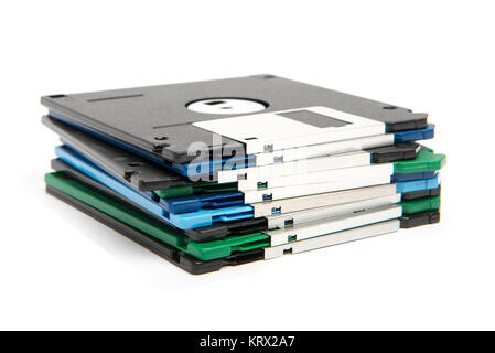 Stack of all colored floppy disks Stock Photo