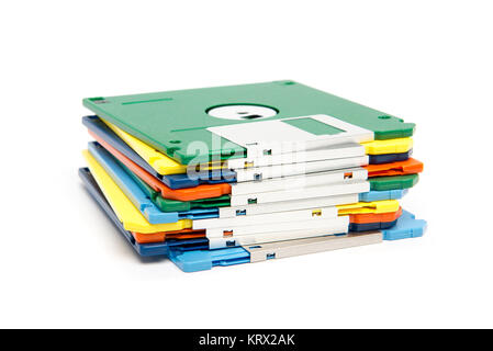 Stack of colored floppy disks Stock Photo