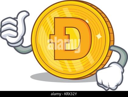 Thumbs up Dodgecoin character cartoon style Stock Vector