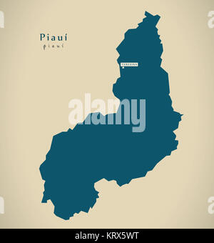 Modern Map - Piaui BR Brazil Illustration Stock Photo