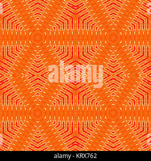 Abstract geometric seamless background. Regular diamond pattern in orange shades with red and beige elements, ornate and extensive. Stock Photo