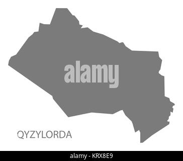 Qyzylorda Kazakhstan Map grey Stock Photo