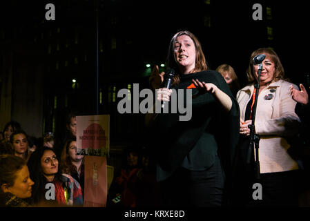 London, UK. 20th Dec, 2017. MP Jess Phillips at a period poverty protest in Whitehall. Protesters on Whitehall were joined by a range of celebrities, activists, Labour and Liberal Democrat MPs to call for an end to period poverty. Credit: tinite photography/Alamy Live News Stock Photo