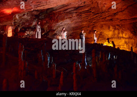 Postojna, Slovenia. 21st Dec, 2017. Artists perform in the Living Nativity Scenes in Postojna Cave near Postojna town, Slovenia, on Dec. 21, 2017. Living Nativity Scenes are performed at various stations along the Postojna Caves in the five-kilometer journey, with a total of 16 biblical scenes to recreate the whole picture of Christ's birth. Credit: Matic Stojs/Xinhua/Alamy Live News Stock Photo