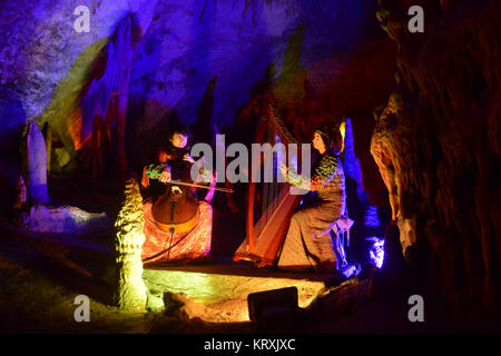 Postojna, Slovenia. 21st Dec, 2017. Artists perform in the Living Nativity Scenes in Postojna Cave near Postojna town, Slovenia, on Dec. 21, 2017. Living Nativity Scenes are performed at various stations along the Postojna Caves in the five-kilometer journey, with a total of 16 biblical scenes to recreate the whole picture of Christ's birth. Credit: Matic Stojs/Xinhua/Alamy Live News Stock Photo