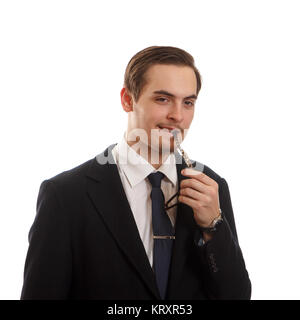 Flirtatious man in suit Stock Photo