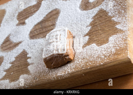 Small gingerbread cookie covered with sugar Stock Photo