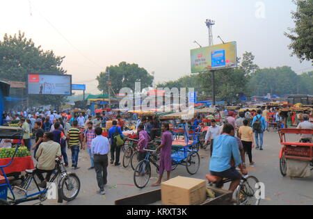 People visit Candni Chowk market in downtown Old Delhi in India. Stock Photo