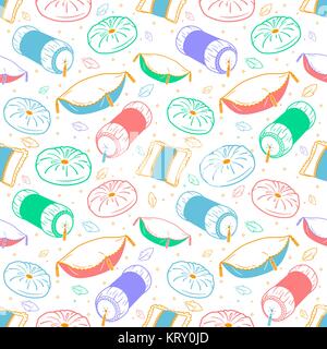 seamless pattern background with with different shapes and types of pillows Stock Vector