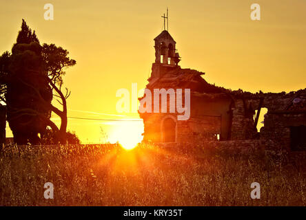 Church war ruins sunset  in Zadar Stock Photo