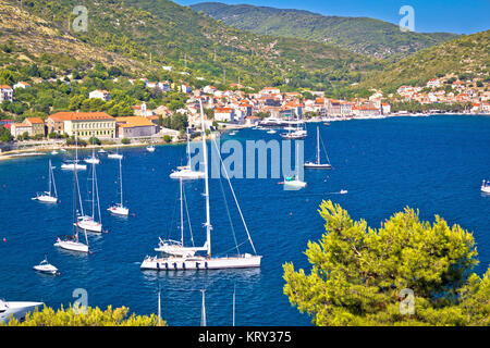 Island of Vis yachting waterfront view Stock Photo