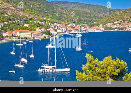 Island of Vis yachting waterfront view Stock Photo