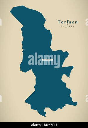 Modern Map - Torfaen Wales UK illustration Stock Photo