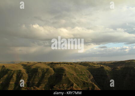 a rainbow over the simien mountains in ethiopia Stock Photo