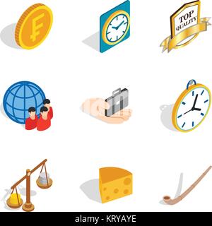Compensation icons set, isometric style Stock Vector
