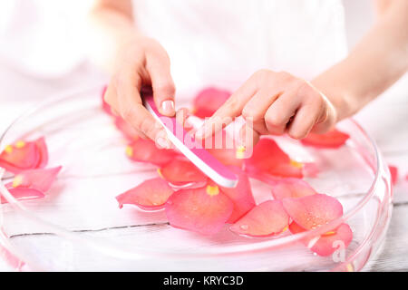 manicure,sawing nail holiday manicure,nails ready for summer Stock Photo