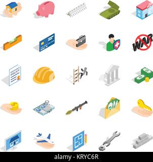 Bonanza icons set, isometric style Stock Vector