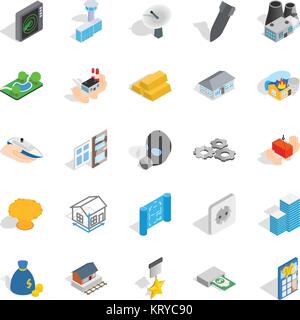 Projection icons set, isometric style Stock Vector