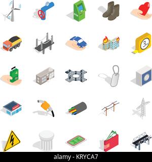 Electro business icons set, isometric style Stock Vector