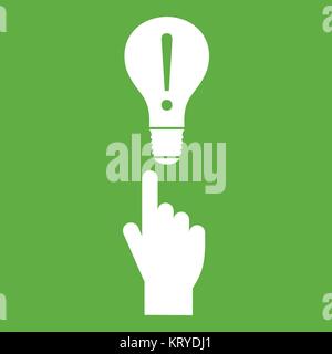 A finger pointer and light bulb icon green Stock Vector