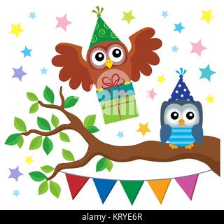 Party Owls Theme Image 2 Stock Photo Alamy