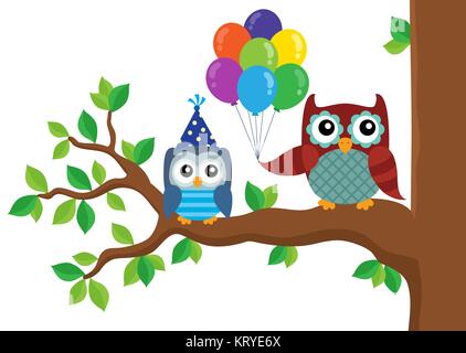 Party Owls Theme Image 2 Stock Photo Alamy