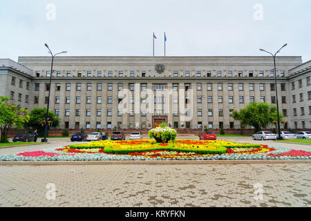 Irkutsk, Russia - August 14, 2017: House of Soviets, Government of the Irkutsk Region. Regional Administration building in the center of city Stock Photo