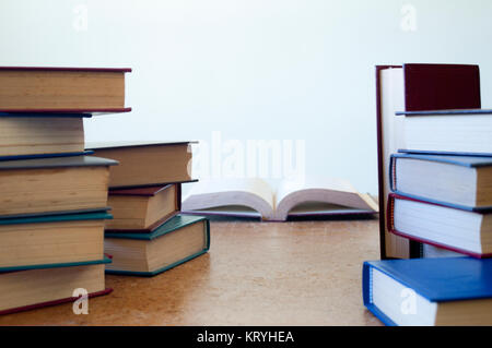 A stack of Hard cover books Stock Photo