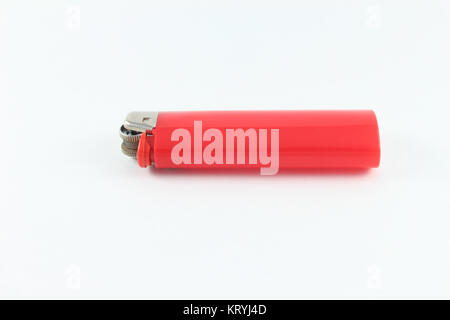 Red Cigarette Lighter isolated on white background Stock Photo