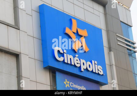 Chinepolos movie cinema in New Delhi India. Chinepolis is a Mexican movie theatre chain and the largest chain in Latin America and the fourth largest Stock Photo