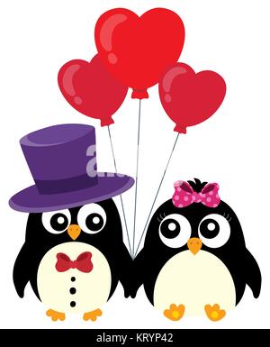 Valentine penguins theme image 1 Stock Photo