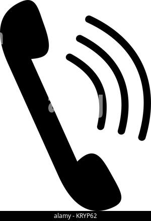 Handset with phone lines icon on white background Stock Vector