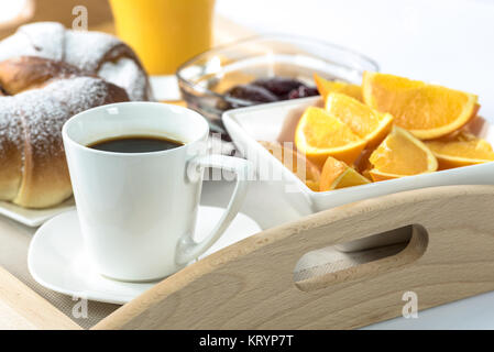 Hotel breakfast tray Stock Photo