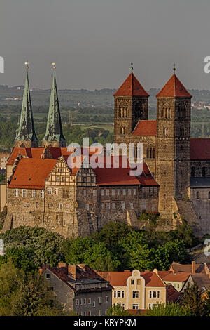 overlooking the quedlinburger schloss Stock Photo