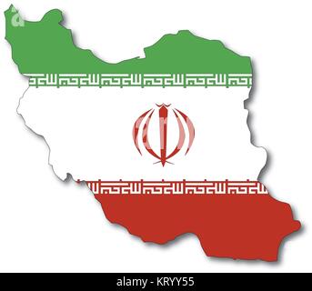 vectorflag map of iran, outline drawing Stock Vector