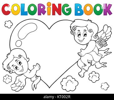 Coloring book Cupid topic 1 Stock Photo