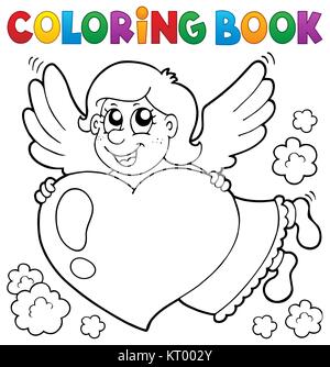 Coloring book Cupid topic 3 Stock Photo