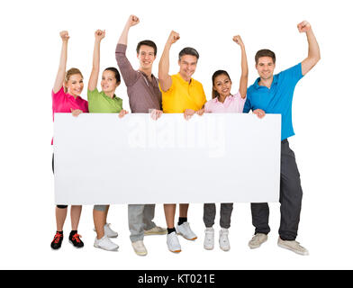 Successful People Holding Blank Banner Stock Photo