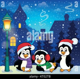 Christmas penguins thematic image 1 - eps10 vector illustration. Stock Vector