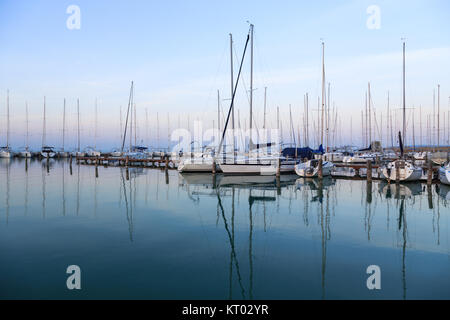 Sailing boats in the marina, lake Balaton Stock Photo