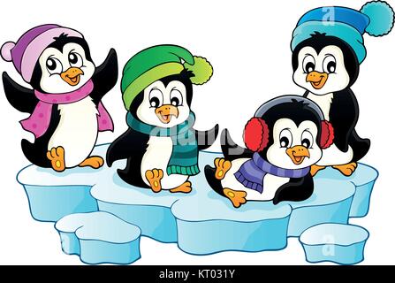 Happy winter penguins topic image 1 - eps10 vector illustration. Stock Vector