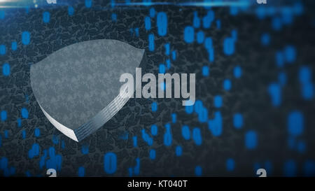 The composition of cybersecurity. Shield with binary code Stock Photo