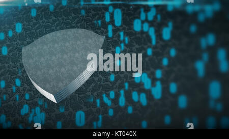 The composition of cybersecurity. Shield with binary code Stock Photo