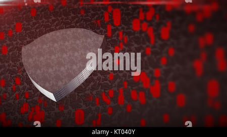 The composition of cybersecurity. Shield with binary code Stock Photo